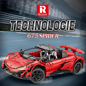 BEBRICKS Tech Series 11002 Mc Laren <span class=keywords><strong>675</strong></span> <span class=keywords><strong>LT</strong></span> Spider Briques de construction jouet pour enfants Voiture de course en blocs avec télécommande - Product Image 2