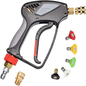 Pistolet court <span class=keywords><strong>pour</strong></span> nettoyeur haute pression 4000 PSI/10.5 GPM Pistolet pulvérisateur <span class=keywords><strong>pour</strong></span> nettoyeur haute puissance avec embouts de buse en <span class=keywords><strong>caoutchouc</strong></span> Pistolet <span class=keywords><strong>pour</strong></span> nettoyeur de voiture à connexion rapide - Product Image 5