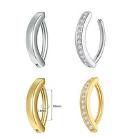 Pendientes de titanio G23 ASTM F136 para niños con circonita talla Asscher y engaste de garra en forma de hoja para cartílago, uso diario, a la moda