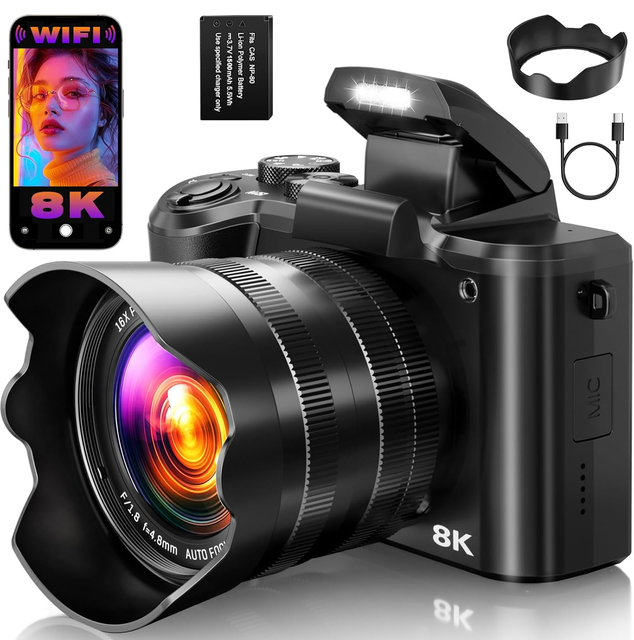 Popular 8K Digital Cameras 88MP 16x Digital Zoom Autofocus WIFI Dual Lens Flash Touch Screen Mirrorless Camera for Photography