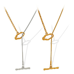 Irregular Ot Buckle Necklace <b>Titanium</b> Steel Snake Chain Patchwork Chain For Women Daily Wear Minimalist Geometric Design - Product Image 5