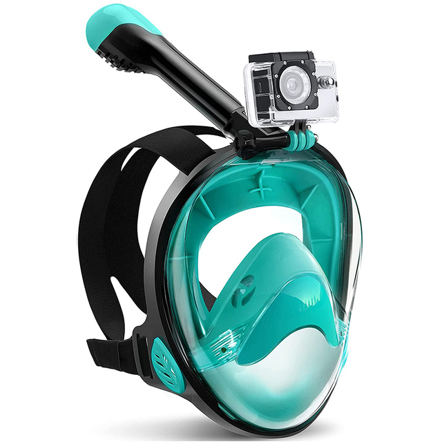 Fashion Design Anti-Fog Detachable Full Face Mask for Scuba Diving and Snorkeling with Full Dry Snorkel and Camera Mount