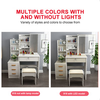 Ensemble coiffeuse moderne éclairée avec miroir intelligent et 6 tiroirs pour chambre à coucher