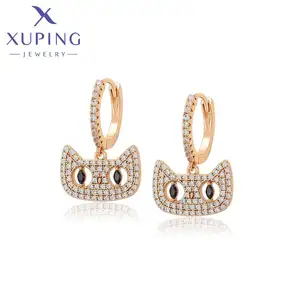 X000012540 XUPING Jewelry Cute Kitty Huggie Drop Boucles d'oreilles pour femmes Boucles d'oreilles plaquées or 18 carats
