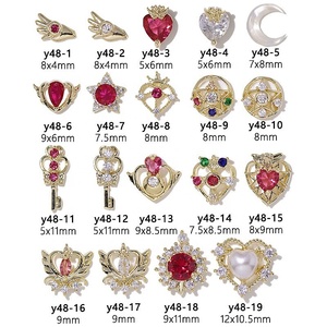 Qianya Queen Magic Heart Wing 3D Nail Art Charms Popular Rose Pink Color Shinny Nail Zircon Sailor Decals - Product Image 3