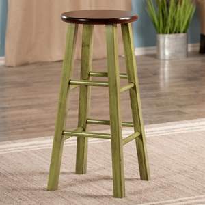 Tabouret de bar contemporain en bois Db Ivy de 29 pouces avec fonction pivotante, couleur noyer vert, pour bar à domicile, hôtel, club ou ferme - Product Image 3