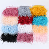 Vente en gros de garniture en plumes d'autruche teintées de haute qualité, 10-15 cm, franges douces et moelleuses, accessoires pour tissus de jupes de danse et vêtements
