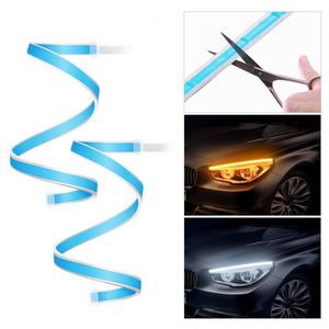 Lumière DRL universelle 12V pour moto, éclairage de jour <span class=keywords><strong>LED</strong></span>, balayage, <span class=keywords><strong>bande</strong></span> de phare étanche, flux séquentiel, clignotant jaune - Product Image 4