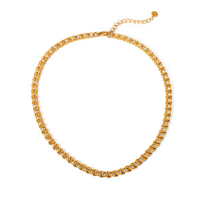 Collier fin et délicat en chaîne plate, anti-ternissement, en acier inoxydable plaqué or 18 carats, accessoires quotidiens pour femmes - Product Image 6