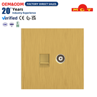 Prise murale combinée TV/ordinateur de type 86, personnalisable en usine OEM, pour usage domestique et hôtelier, avec ports coaxiaux et Ethernet, finition dorée