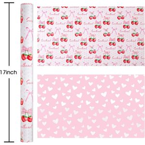Papel de Regalo Rosa Fresa HOMERAL de 17 Pulgadas x 32.8 Pies, Papel de Regalo Reversible para Baby Shower, Cumpleaños, Despedida de Soltera - Product Image 3