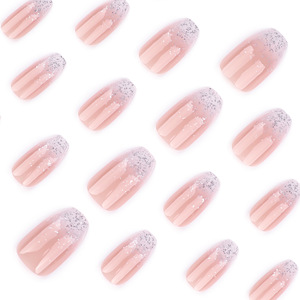 24 faux ongles à presser French Manucure, dégradé scintillant, couvrance totale, avec colle, pour usage professionnel en salon - Product Image 5