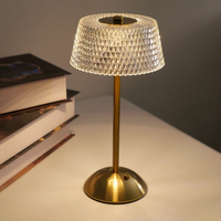 Lampe de table moderne rechargeable en cristal, sans fil, à intensité variable, pour ambiance de restaurant, style nordique, veilleuses de bar, commande tactile pour bar et restaurant