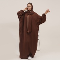 Loriya best-seller Abaya en soie Robe de prière Une pièce Jilbab Hijab Robes Abaya Femme Robe musulmane avec hijab attaché