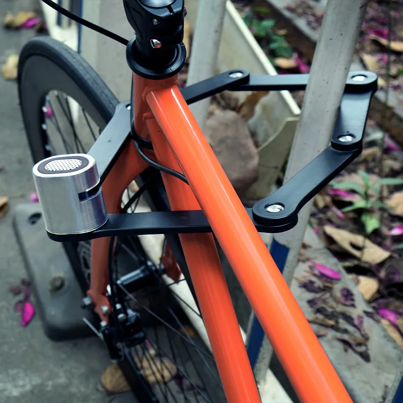 Diebstahls ic heres tragbares Stahl-Fahrrad-Faltschloss Kompaktes Klapp-Fahrrads chloss Klappbares 180-Grad-Verriegelungsscharnier