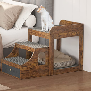 Bruin Hout Super Grote Indoor Kat Hond Bed Huis Huisdier Stapelbed Huisdier Raam Baars - Product Image 5