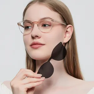 Moda yuvarlak manyetik klip gözlük gözlük çerçeveleri clipon güneş gözlüğü