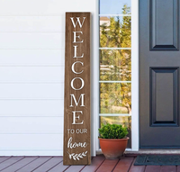 Panneau de bienvenue d'automne pour porte d'entrée, panneau de porche en bois brun de 47 pouces, grand panneau de porte avec message de bienvenue chaleureux, panneau de porche vertical style ferme