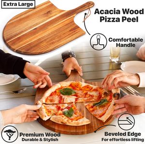 Ensemble de fabrication de pizzas de 16 pouces, 4 outils essentiels : <span class=keywords><strong>pierre</strong></span> à pizza, grille en acier inoxydable, pelle à pizza en bois <span class=keywords><strong>d</strong></span>'acacia, coupe-pizza, <span class=keywords><strong>four</strong></span> - Product Image 3