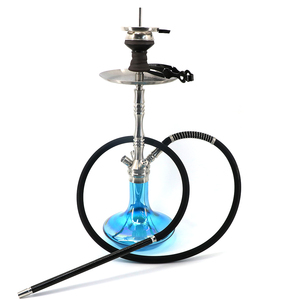 Factory Direct Wholesale Mix Color 50cm Stainless Steel Classic Glass Base <strong>Hookah</strong> Smoking Water <strong>Pipe</strong> for Bar Household Daily Use - Product Image 1