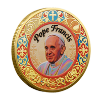 Médaille du pape François, médaille de saint catholique avec impression couleur, cadeau religieux, breloque de chapelet et cadeau de baptême pour les catholiques