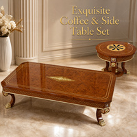 Ensemble de canapés royaux néoclassiques en bois sculpté avec table basse pour salon de villa, hall d'hôtel