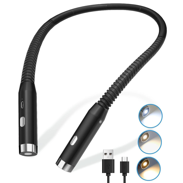 Hands Free Flexible Portable Neck Hung Lamps USB Rechargeable LED Book Lights for Reading