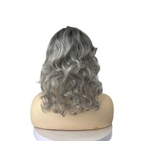 Perruque Courte Bouclée Grise pour Femmes Européennes et Américaines, en Fibre Haute Température, Faite à la Machine, pour le Commerce Transfrontalier