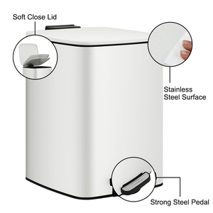 ถังขยะสี่เหลี่ยมขนาดเล็ก 6 ลิตร 8 ลิตร ทำจากสแตนเลส พร้อมถังด้านใน ฝาปิดแบบนุ่มนวล และฝาเปิดได้ตลอดเวลา สำหรับห้องครัว - Product Image 2