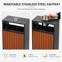 Poubelle extérieure en métal et bois composite avec cendrier en acier inoxydable, armoire à déchets verrouillable pour usage commercial