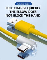 Câble de charge rapide USB A en forme de L à 90 degrés 120W, charge turbo 6A, câble de données Type C pour téléphone portable, ordinateur portable et tablette