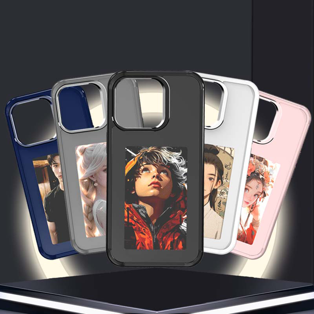Hot Custom Skin-friendly Smart Cover Four-Color E-ink Display Smart DIY Screen Phone Case for iphone 13 14 15 Pro Max