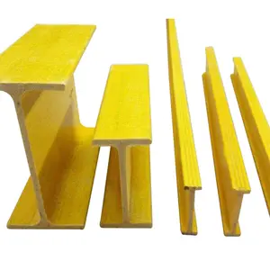Pultrusion Fiberglass Reinforced FRP Grating I Beam Pultruded H Beam Purlin Construction Plastic Pole for Building Reinforcement
