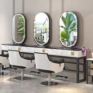 Customized Oval LED Salon <b>Mirror</b> <b>Makeup</b> <b>Vanity</b> <b>Mirror</b> Station Barber Shop Furniture - Product Image 6