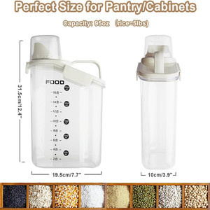 Multifunction Food Storage Containers Dry Food Storage Containers Set With <b>Lids</b> Rice Airtight Clear <b>Plastic</b> Sealed Holder <b>Bin</b> - Product Image 4