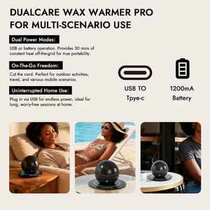 Kit Calentador de Cera Depilatoria y de Parafina Inalámbrico al Mejor Precio, Modos de Energía Duales para el Hogar y Viajes, Certificación de Seguridad CE/FCC - Product Image 3