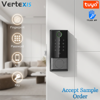 Kunci Pintar Sidik Jari Keamanan Tinggi Vertexis, Paduan Aluminium, Aplikasi Tuya TTlock, WiFi, Tipe-C, Tanpa Kunci, Pintu Kaca, Kelas C