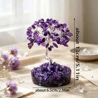 En gros, Figurine Arbre à Argent en Cristal Naturel avec Pierres et Gravier, Ornement de Bureau et de Maison, Cadeau de Noël