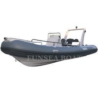 Bateau pneumatique rigide sportif FUNSEA RIB520A en fibre de verre grise, 17 pieds (5,2 m), 8 personnes, PVC ou Hypalon, 1,2 mm, certifié CE