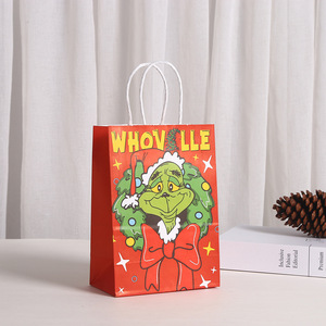 Christmas Tote <b>Bag</b> Green Monster <b>Xmas</b> Theme Party Kraft Paper <b>Bag</b> - Product Image 2