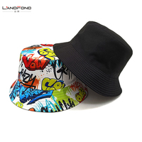 Landfond Accessory New Graffiti Letters Double face Wearing Fisherman Hat Bucket Hat