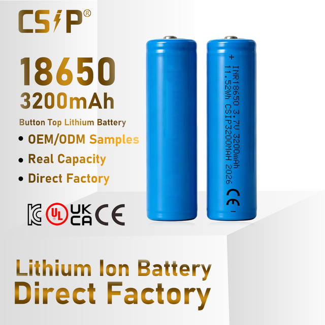Protected 18650 3200mah 3.7V Button-top Lithium-ion Battery INR18650 3.2Ah Li-Ion Batteries with Built-in PCB