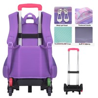 Nouveau 2026 – Vente directe usine – Sac à dos à roulettes pour écoliers, sac repas et trousse à crayons – Ensemble trois pièces en cuir 3D motif dessin animé