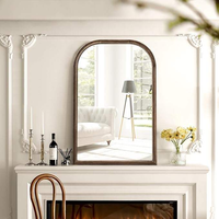 Miroir mural en bois cintré Kingwin avec étagère, miroir décoratif encadré écologique pour usage domestique