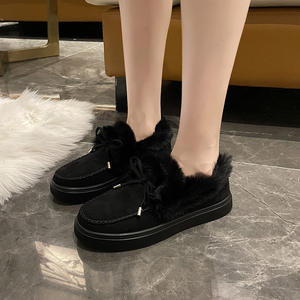 Bottes d'hiver pour femmes en <span class=keywords><strong>daim</strong></span> à semelle épaisse, doublées de polaire, imprimé léopard, talon plat - Product Image 4