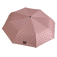 Parapluie pliant compact à trois volets inversé avec logo personnalisé, motif à pois, crochet en J, imperméable, pour femme, idéal pour les voyages et la pluie, marque de qualité.