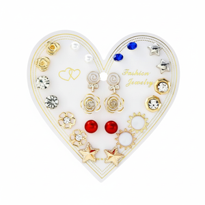 Vendita calda moda di tendenza geometrico cerchio di perle orecchini lega ragazze gioielli all'ingrosso - Product Image 2