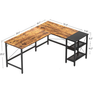 L-shaped writing learning workstation with 4 floors of home office storage computer table