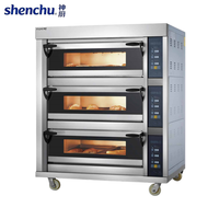 Four à gaz à double couche avec 6 plateaux, double vanne solénoïde de sécurité, roulettes verrouillables