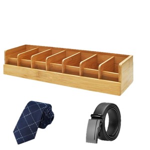 Bamboo 7 Compartment Belt Storage Rack For Men Home <b>Wardrobe</b> Drawer Organizer Durable Standing Type Bedroom Storage - Product Image 5
